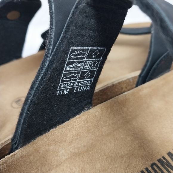 Cushionaire Luna Women's 11 M Black Leather Cork Footbed Adjustable Sandals - Picture 3 of 11